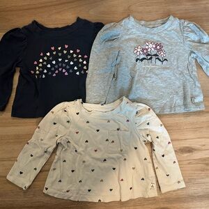 Baby Gap Long Sleeve Heart and Flower Tops - Set of 3